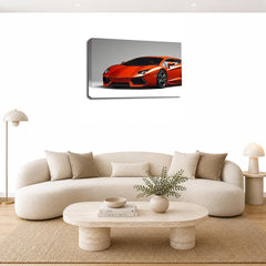 LR Lamborghini Lambo Car Wall Art Picture – Red Sports Framed Canvas Print | Ready to Hang | Modern Wall Art for Living Room, Bedroom & Office