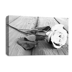LR Floral White Rose Wall Art Picture – Grey Framed Canvas Print | Ready to Hang | Modern Wall Art for Living Room, Bedroom & Office