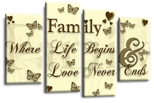 LR Family Love Quote Wall Art Picture Cream Brown Framed Split Panel Print Ready to Hang