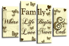 LR Family Love Quote Wall Art Picture Cream Brown Framed Split Panel Print Ready to Hang