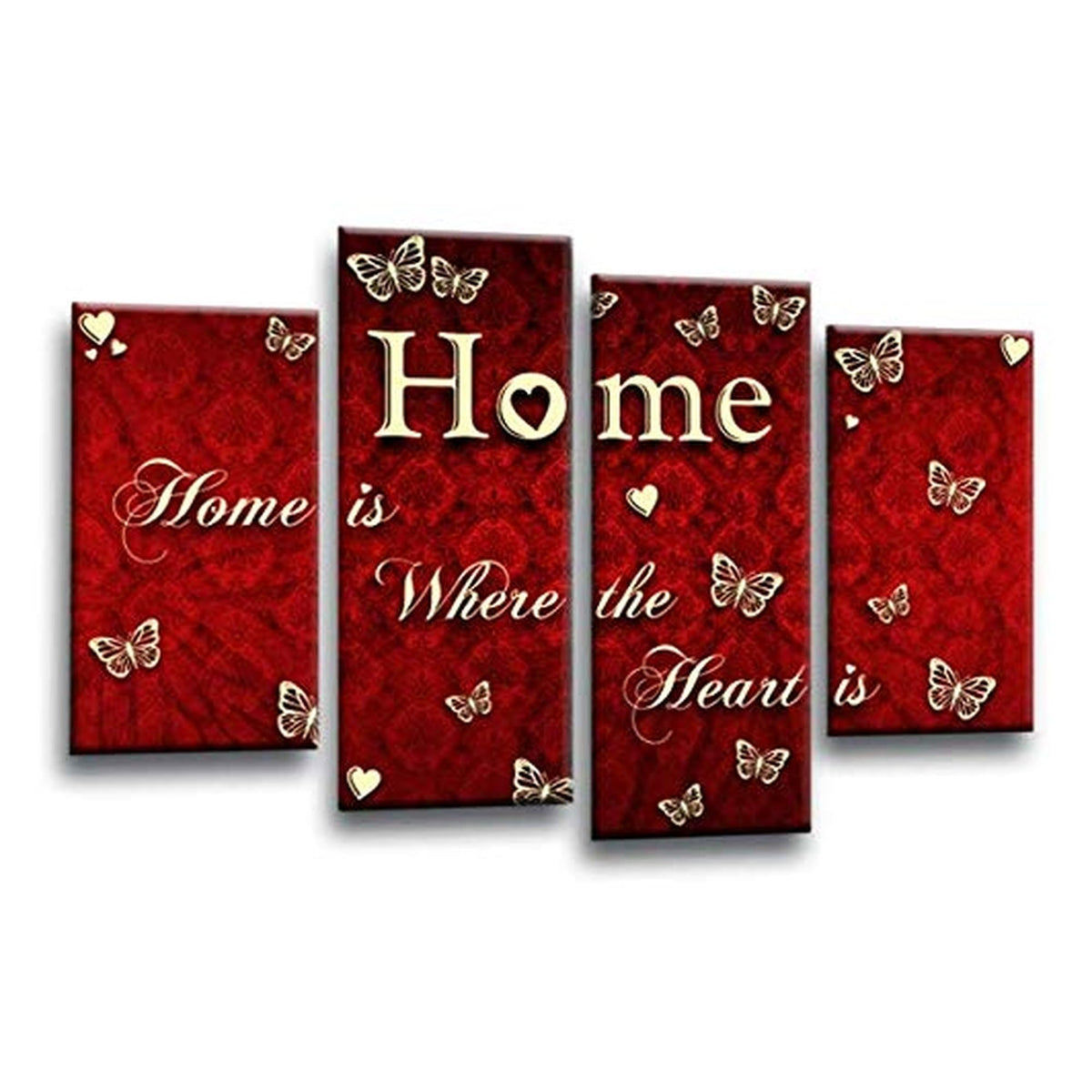 LR Love Quote Home Wall Art Picture – Red & Cream Framed 4 Panel Split Canvas Print | Ready to Hang | Modern Wall Art for Living Room, Bedroom & Office