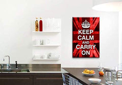 LR Keep Calm Wall Art Canvas Picture Carry On Red White Union Jack Home Framed Panel Print Ready to Hang