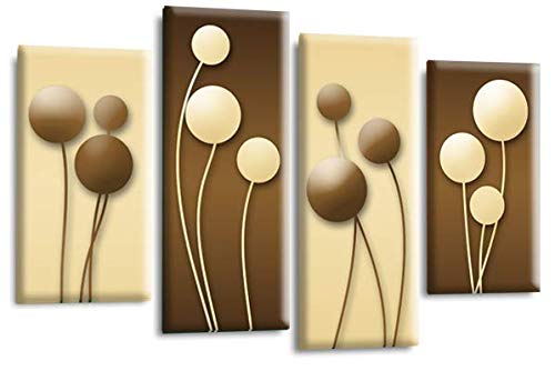 LR Floral Rose Canvas Art Picture Brown Cream Flower Love Framed Split Panel Print