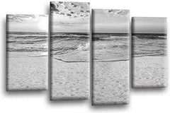 LR Sunset Beach Wall Art Picture Grey White Seascape Love Framed Split Canvas Panel Print