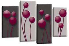 LR Floral Wall Art Print Purple Grey Abstract Flower Love Framed Split Panel Picture Ready to Hang