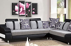 LR Floral Rose Grey Pink Flower Wall Art Poppy Split Canvas Picture