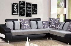 LR Love Wall Art Picture – Black & White Family Quote Framed 4 Panel Split Canvas Print | Ready to Hang | Modern Wall Art for Living Room, Bedroom & Office