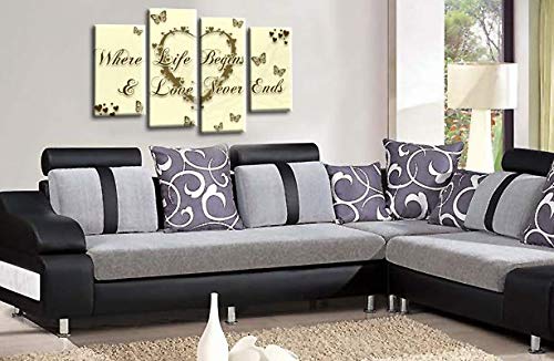 LR Love Wall Art Print Cream Brown Heart Life Quote Home Framed Split Panel Picture Ready to Hang