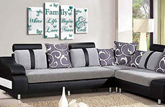 LR Family Quote Wall Art Picture White Teal Grey Home Love Canvas Framed Split Panel Print