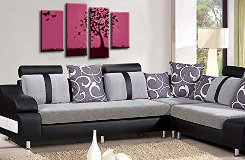 LR Floral Abstract Wall Art Picture Grey Purple Butterfly Tree Flower Love Framed Split Print Ready to Hang