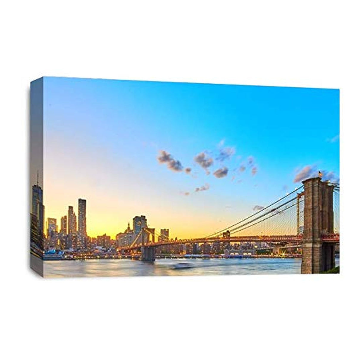 LR New York Skyline Wall Art Picture Framed Canvas Print | Ready to Hang | Modern Wall Art for Living Room, Bedroom & Office