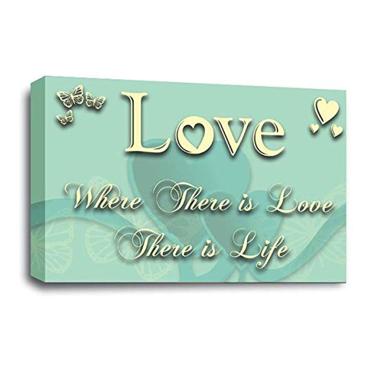 LR Love Quote Wall Art Picture – Cream & Duck Egg Framed Canvas Print | Ready to Hang | Modern Wall Art for Living Room, Bedroom & Office