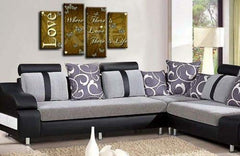 LR Love Quote Wall Art Picture – Cream & Brown Framed 4 Panel Split Canvas Print | Ready to Hang | Modern Wall Art for Living Room, Bedroom & Office