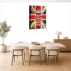 LR Keep Calm Wall Art Picture – Red, Blue & White Typography Framed Canvas Print | Ready to Hang | Modern Wall Art for Living Room, Bedroom & Office