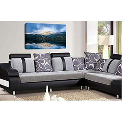 LR Landscape Lake Wall Art Picture Mountains Fields Framed Canvas Panel Print Ready to Hang