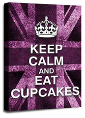 LR Keep Calm Wall Art Picture – Purple & White Typography Framed Canvas Print | Ready to Hang | Modern Wall Art for Living Room, Bedroom & Office