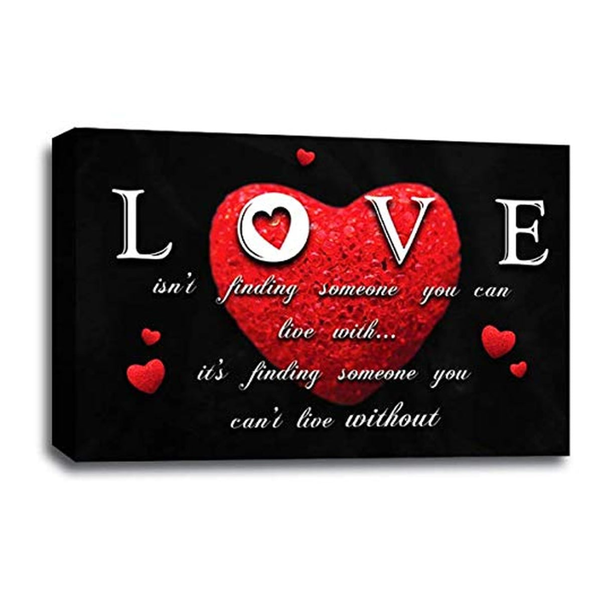 LR Love Quote Wall Art Picture – Red & Black Framed Canvas Print | Ready to Hang | Modern Wall Art for Living Room, Bedroom & Office
