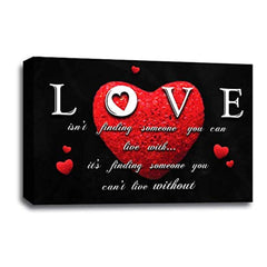 LR Love Quote Wall Art Picture – Red & Black Framed Canvas Print | Ready to Hang | Modern Wall Art for Living Room, Bedroom & Office