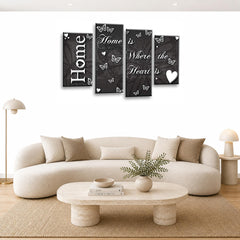 LR Love Quote Home Wall Art Picture – Grey & White Framed 4 Panel Split Canvas Print | Ready to Hang | Modern Wall Art for Living Room, Bedroom & Office