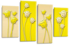 LR Floral Rose Canvas Art Picture Yellow Cream Flower Love Framed Split Panel Print