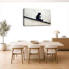 LR Banksy Bubble Girl Wall Art Picture – Grey & White Graffiti Art Framed Canvas Print | Ready to Hang | Modern Wall Art for Living Room, Bedroom & Office