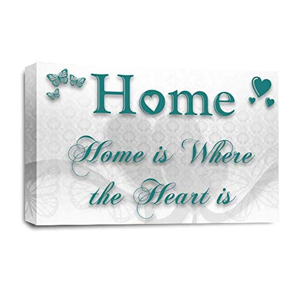 LR Home Love Quote Wall Art Picture – Teal & White Framed Canvas Print | Ready to Hang | Modern Wall Art for Living Room, Bedroom & Office