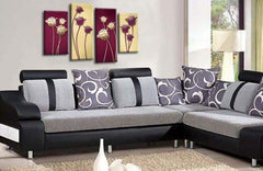 LR Floral Rose Canvas Art Picture Purple Cream Flower Love Framed Split Panel Print