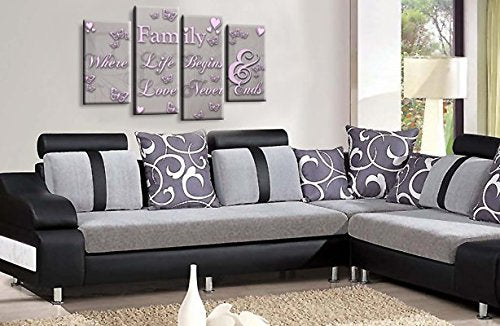 LR Family Love Quote Wall Art Picture Pink Grey Framed Split Panel Print Ready to Hang