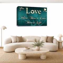 LR Love Quote Wall Art Picture – Teal & Cream Framed Canvas Print | Ready to Hang | Modern Wall Art for Living Room, Bedroom & Office