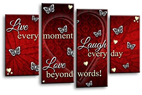 LR Live Laugh Canvas Art Picture Red Grey White Love Heart Home Split Wall Panel Print