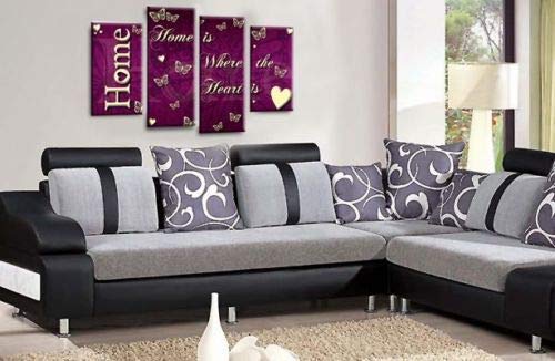 LR Home Love Quote Wall Art Picture Purple Cream Family Framed Split Panel Print Ready to Hang
