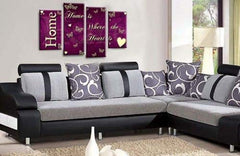 LR Home Love Quote Wall Art Picture Purple Cream Family Framed Split Panel Print Ready to Hang