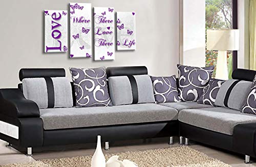 LR Love Quote Wall Art Picture Purple White Family Framed Split Panel Print Ready to Hang