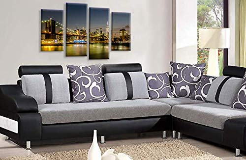 LR New York Skyline Wall Art Picture Brooklyn Bridge Manhattan Framed Split Panel Canvas Print