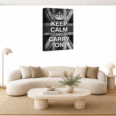 LR Keep Calm Wall Art Picture – Grey & White Typography Framed Canvas Print | Ready to Hang | Modern Wall Art for Living Room, Bedroom & Office