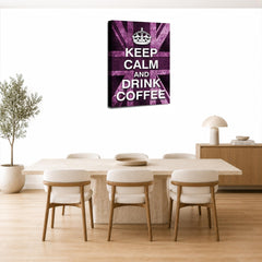 LR Keep Calm Wall Art Picture – Purple & White Typography Framed Canvas Print | Ready to Hang | Modern Wall Art for Living Room, Bedroom & Office