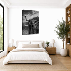 LR Highland Cow Stag Wall Art Picture Framed Canvas Print | Ready to Hang | Modern Wall Art for Living Room, Bedroom & Office