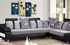 LR Floral Rose Canvas Art Picture Blue Cream Flower Love Home Split Panel Print