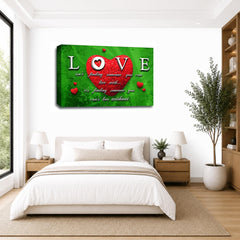 LR Love Quote Wall Art Picture – Red & Green Framed Canvas Print | Ready to Hang | Modern Wall Art for Living Room, Bedroom & Office