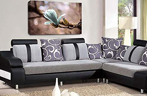 LR Floral Duck Egg Rose Wall Art Grey White Flower Framed Canvas Picture Print Ready to Hang