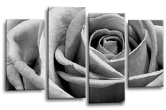 LR Floral Grey Rose Love Art Picture Grey White Flower Home Wall Canvas Split Panel Print