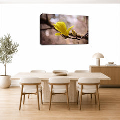 LR Floral Wall Art Picture – Grey, Yellow & White Framed Canvas Print | Ready to Hang | Modern Wall Art for Living Room, Bedroom & Office