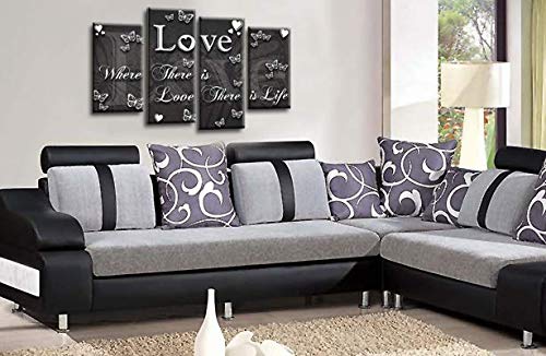 LR Love Quote Wall Art Picture Grey White Family Framed Split Panel Print Ready to Hang