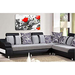 LR Floral Flower Poppy Wall Art Picture Yellow White Rose Framed Panel Print Ready to Hang