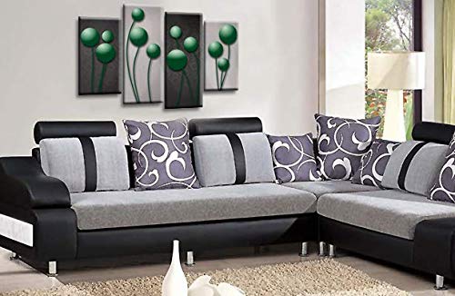 LR Green Floral Rose Wall Art Picture Grey Abstract Flower Love Framed Split Panel Print Ready to Hang