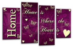 LR Home Love Quote Wall Art Picture Purple Cream Family Framed Split Panel Print Ready to Hang