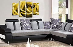 LR Floral Mustard Rose Love Art Picture Grey White Flower Home Wall Canvas Split Panel Print
