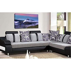 LR Landscape Lake Wall Art Picture Mountains Fields Framed Canvas Panel Print Ready to Hang
