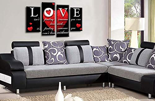 LR Love Quote Wall Art Picture Red Heart Black Framed Split Panel Canvas Print Ready to Hang