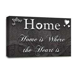 LR Home Love Quote Wall Art Picture – Grey & White Framed Canvas Print | Ready to Hang | Modern Wall Art for Living Room, Bedroom & Office